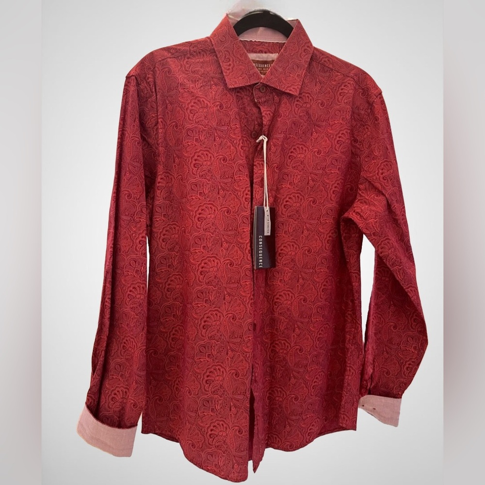 Luxury Red Paisley Dress Shirt – Consequence | NWT | Size M